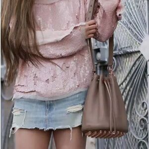 Alexander Wang Alpha bag blush color crossbody 9.5” tall nickel hardware $995